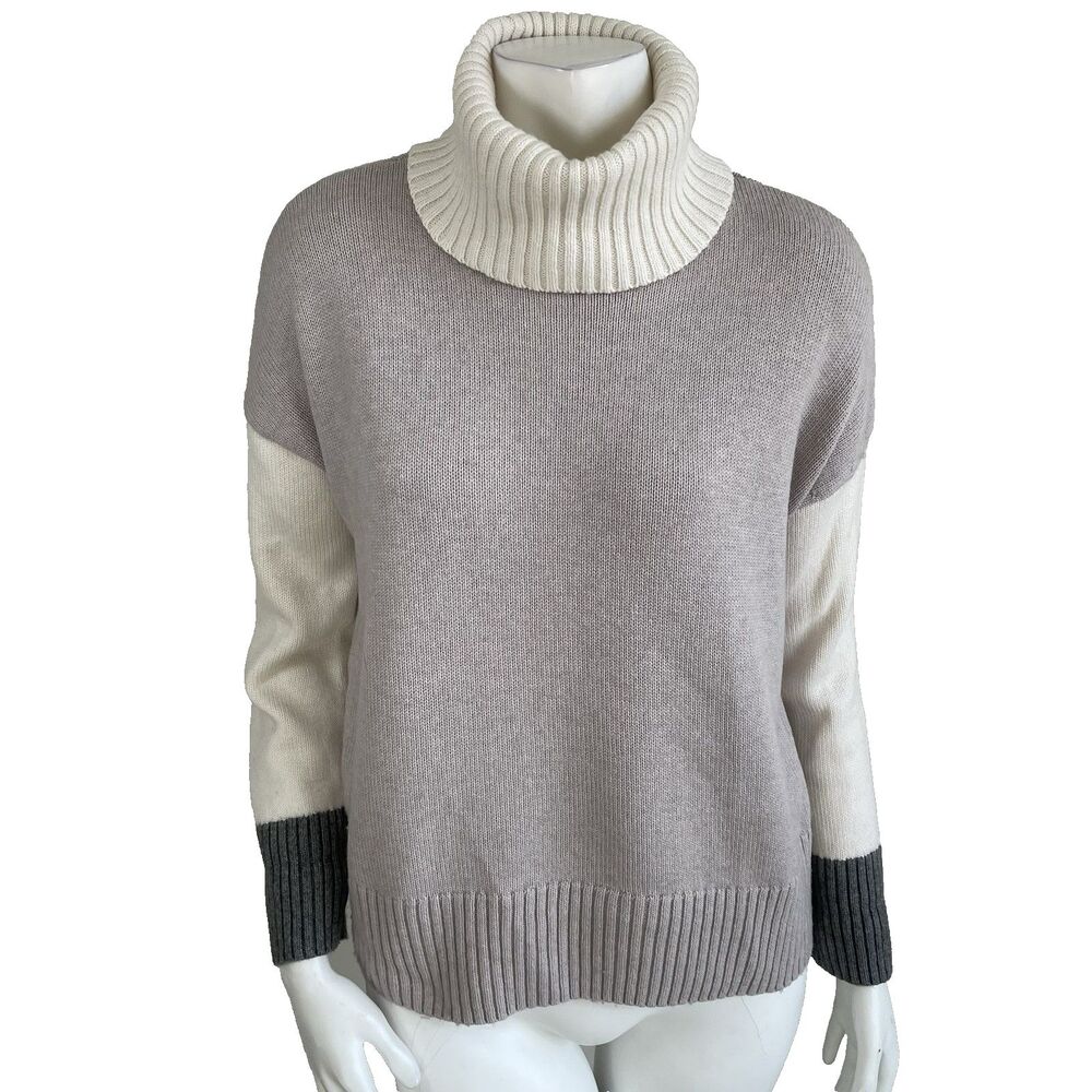 Garnet Hill Merino Wool Organic Cotton Turtleneck Sweater S Oversized Poet Prepp
